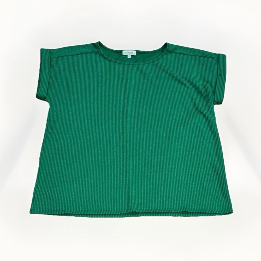 Set The Stage Women’s Size 1X Kelly Green Knit Short Sleeve Blouse